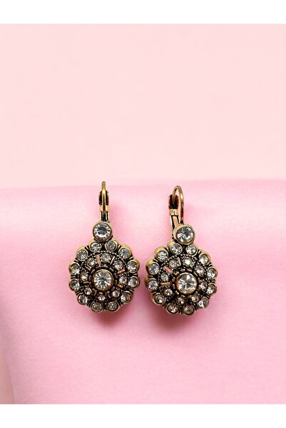 FUYA JEWELLERY Taşlı Çiçek Motif Küpe