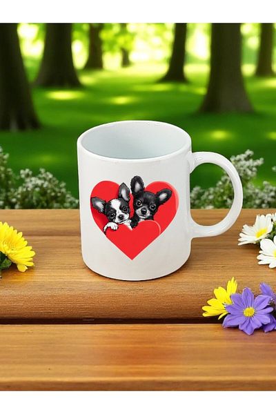 lili hediyelik Dogs in Hearts Printed White Mug