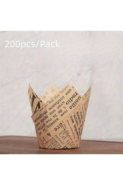 dukart Home Muffin Cup, Cupcake Capsule, Newspaper Pattern, 25 Pieces