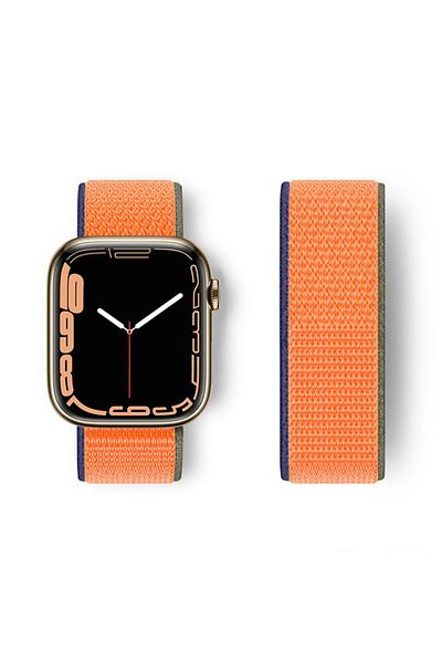 CepteToptan Apple Watch 38mm Mesh Velcro Band - Navy Blue-Orange