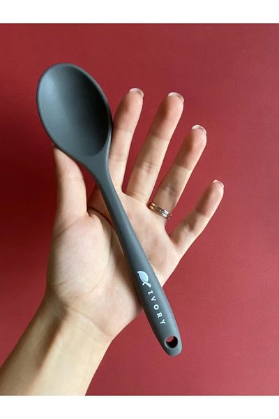 cephome güvenilir alışverişin adresi 2 Pcs Gray Silicone Spoons Heat Resistant and Hard