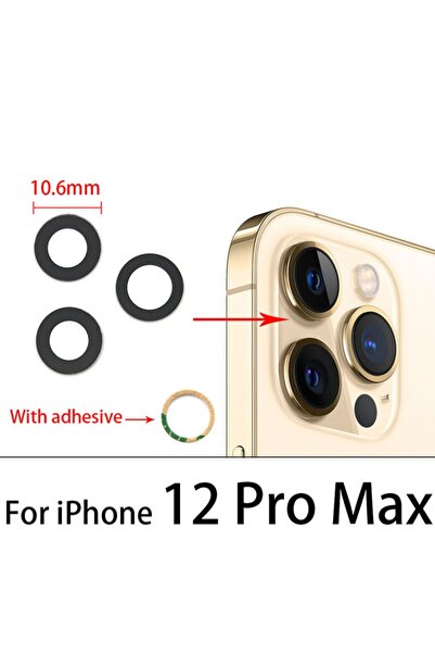 indirimplus iPhone 12 PRO MAX Arka Kamera Camı Lens Yapışkanlı