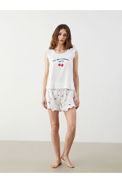 LC Waikiki Crew Neck Printed Women's Shorts Pajamas Set