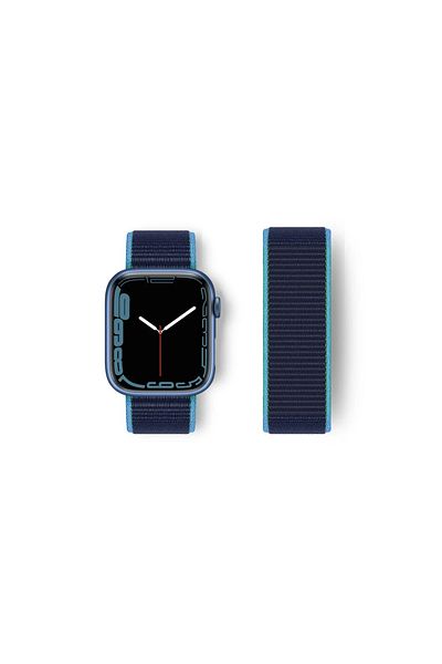 CepteToptan Apple Watch 38mm Mesh Velcro Band - Blue-Navy Blue