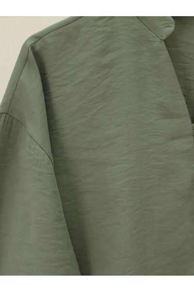 Modamorfo Long Button Back Shirt with Sleeve Laces - Khaki