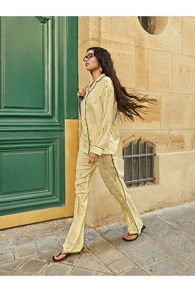 LC Waikiki Shirt Collar Patterned Women's Pajamas Set