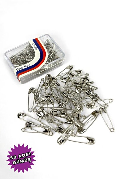 Loggia Игла с кука, сребристо сива, 50 броя, 2 см - игла за шал и шал - аксес...