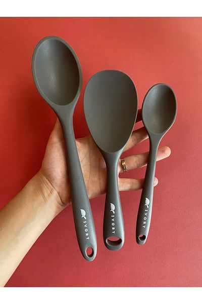 cephome güvenilir alışverişin adresi 3-Piece silicone spoon set hard and heat resistant