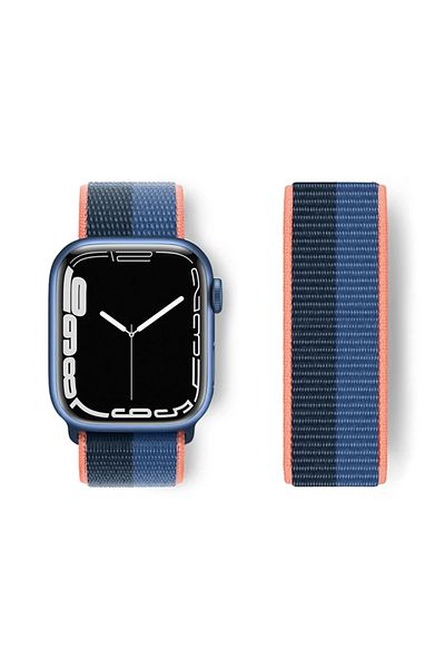 CepteToptan Apple Watch 42mm Mesh Velcro Band - Black-Blue