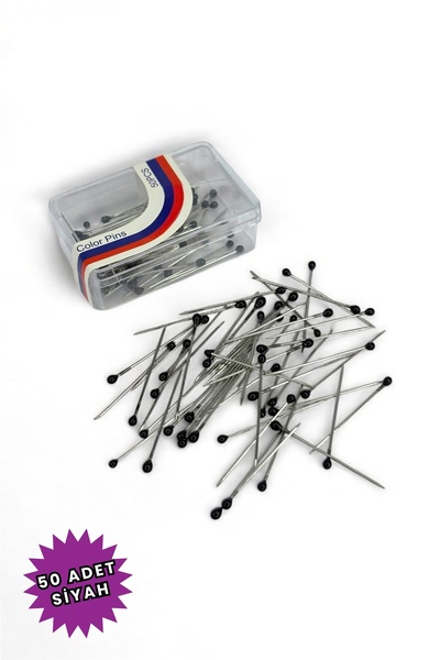 Loggia Toplu İğne Siyah Renk 50 Adet 2.5cm - Eşarp Ve Şal İğnesi - Kadın Tese...