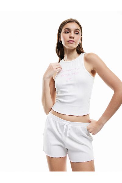 Koton Cotton Tie Waist Detail Camisole Mini Pajama Shorts