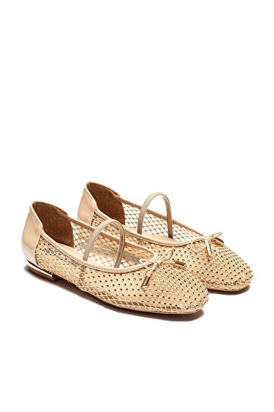 Dedos Kadın Boncuklu - Fileli Kemerli Babet Ayakkabı 1700