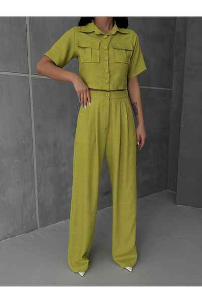 Lotus Linen Shirt-Pants Trend Two Piece Set