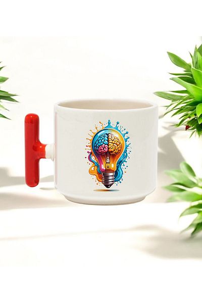 BB TRADE Brain Ampoule Red t Handled Ceramic Printed Mug 250 ml