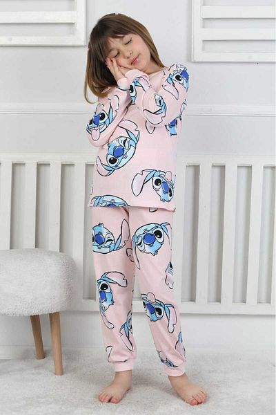 bunny hopp 100% Cotton Single Jersey Combed Cotton Fabric Long Sleeve Crew Neck Girls Pajama Set 3-8 Years