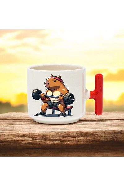 BB TRADE Kapibara Sportsman Red t Handled Ceramic Printed Mug 250 ml