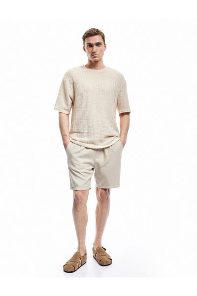 Koton New Season Viscose Pocket Detailed Rayon Waist Lace up Bermuda Chino Shorts