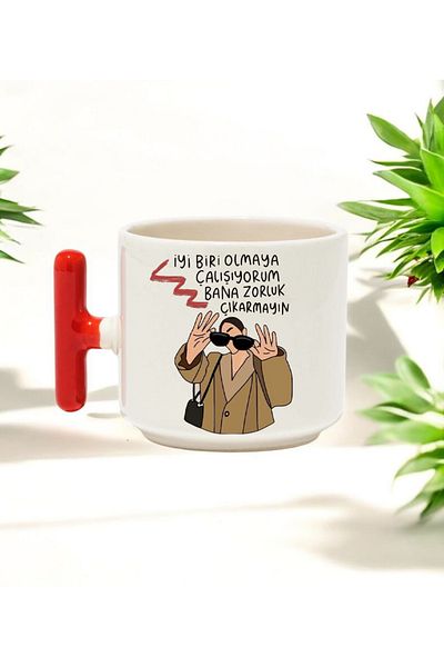 BB TRADE I'M Trying to Be Someone Good Red t Handle Ceramic Printed Mug Cup 250 ml
