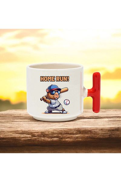 BB TRADE Home Run Red t Handled Ceramic Printed Mug 250 ml