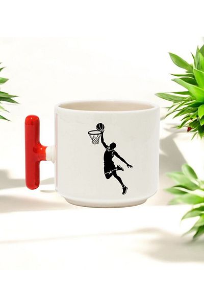 BB TRADE Dunk Design Red T-Handle Ceramic Printed Mug 250 ml