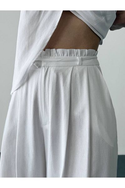 Ecenin Favorileri Linen White Trousers Blouse Set