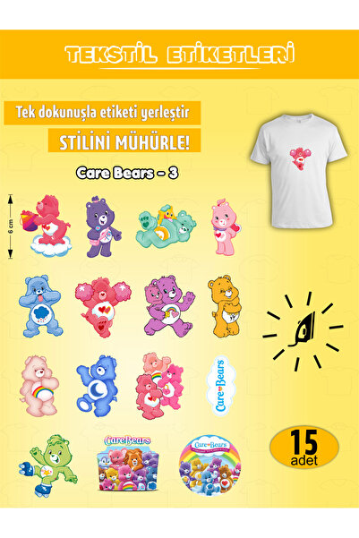 AGG Reklam ملصق ملابس يلتصق بالكي من سلسلة Care Bears Series-3 مجموعة من 15 قطعة
