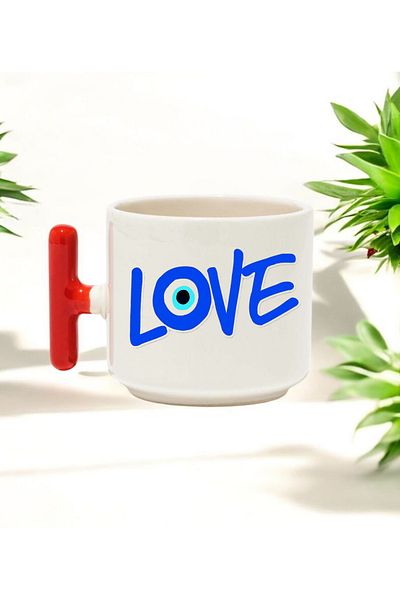 BB TRADE Love Red t Handled Ceramic Printed Mug Cup 250 ml