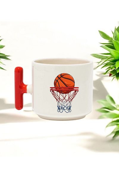 BB TRADE Pota Designed Red t Handle Ceramic Printed Mug Cup 250 ml