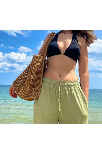 LoomandStitch Ultra Büyük Boy El Örgüsü Hasır Plaj Çantası