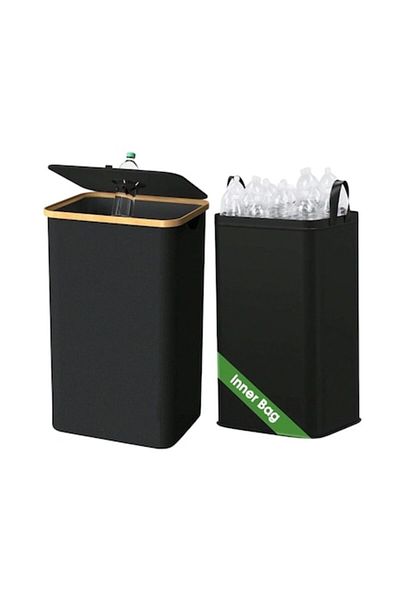 The Casius. Recycling Bin made of textile material for glass, plastic, and waste, 100L, with flip lid and reusab