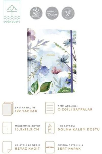 STOREMAX Muartshop Spiral Notebook Hard Cover 192 Pages 96 Sheets 17X24 cm 90Gr. Striped 871301