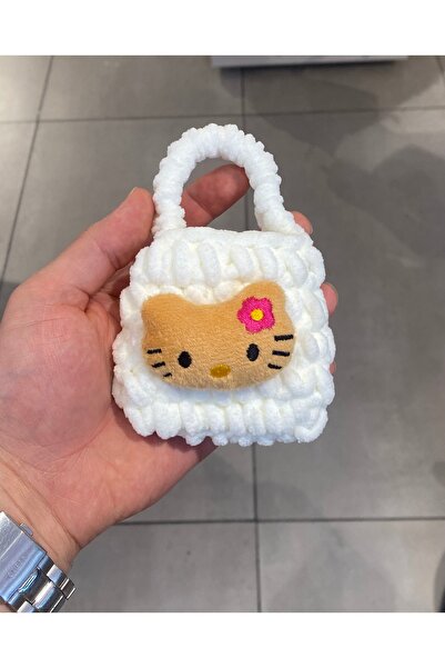 Mee.co Hello Kitty Figürlü Huawei Buds Samsung Buds ve Airpods Uyumlu El Yapımı Örgü Kulaklık Kılıfı