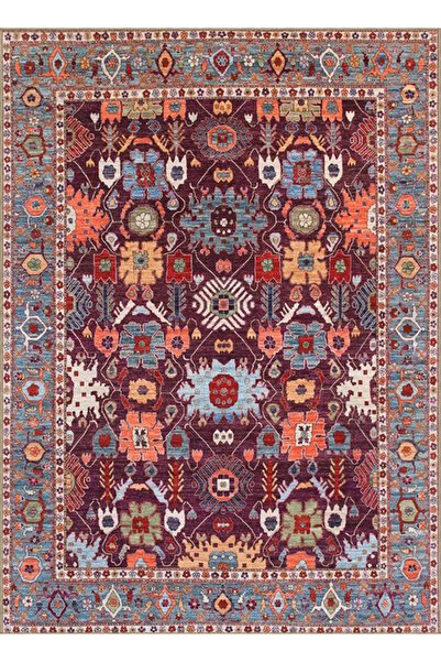 Rugs Modern Halı Leyla Koleksiyonu Çok Renkli Geleneksel Desenli Dokuma Taban...