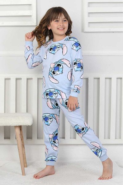 bunny hopp Set de pijamale pentru fete, 100% bumbac, din bumbac pieptănat, cu mânecă lungă, cu decolteu, pentru 3-8 ani