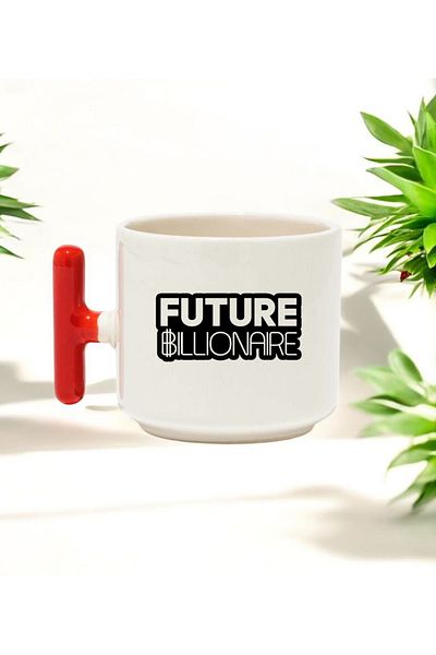 BB TRADE Future Billionare Red t Handled Ceramic Printed Mug Cup 250 ml