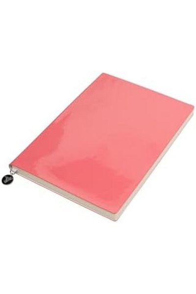 STOREMAX Muartshop Patent Leather Flexible Cover Striped Notebook, 14.8X21 cm -Mercan 871301