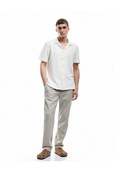 Koton New Season Waist Lace-Up Pocket Detailed Linen Cotton Blend Trousers