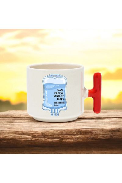 BB TRADE Serum Red t Handle Ceramic Printed Mug 250 ml