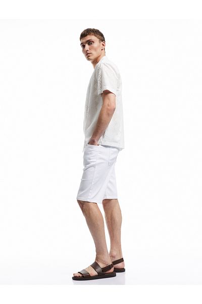 Koton New Season Waist Lace up Pocket Detailed Bermuda Slim Fit Jean Shorts