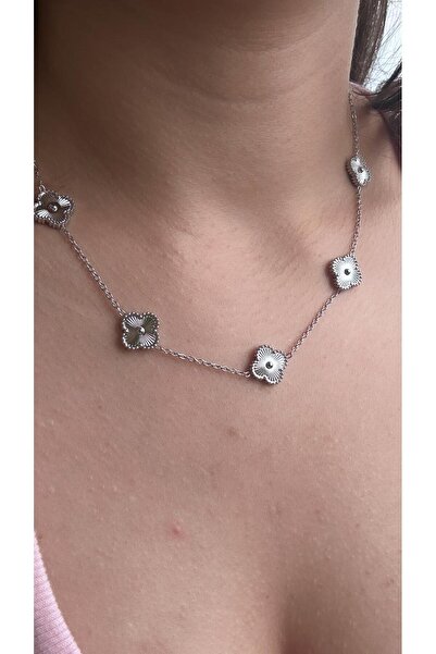 soleah قلادة ستيل 5 نجمة (فضي) قلادة نسائية 45 سم