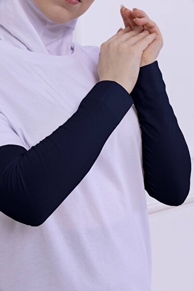 Loggia Lycra Βαμβακερό Μανίκι Navy Blue - Πρακτικό Γυναικείο Μανίκι Προσευχής Μασίφ 1 Ζευγάρι 40cm Βισκόζη Hijab