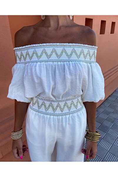 Pulli Collection Gipeli Keten Pantolon ve Bluz Takım