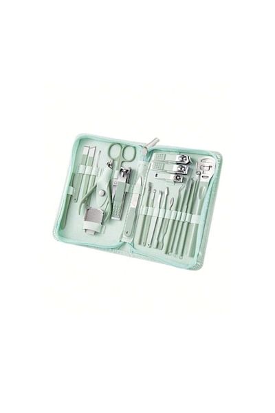 The Casius. Professional manicure and pedicure care set, 22 accessories, stainless steel, case included, c