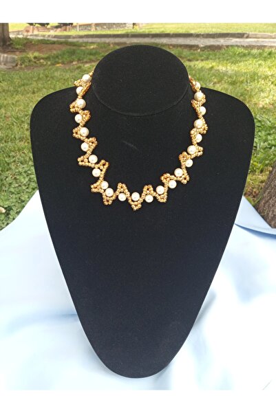 Özman Butik قلادة مصنوعة يدويًا من اللؤلؤ والخرز - أناقة أصلية