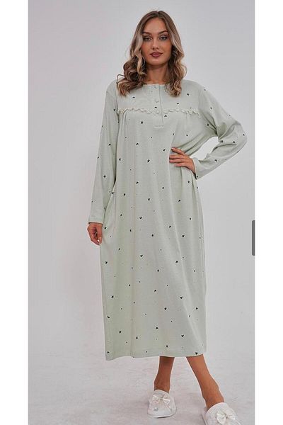 EM&FA TEKSTİL Large Size Nightgown with Lace Detail