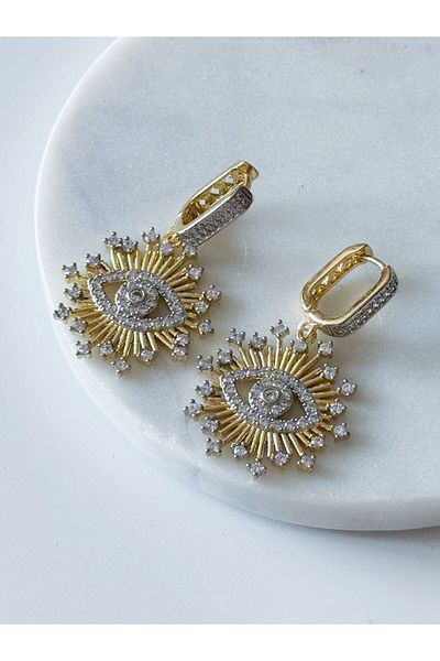CHARMLUCKY Steel Stone Eye Earring
