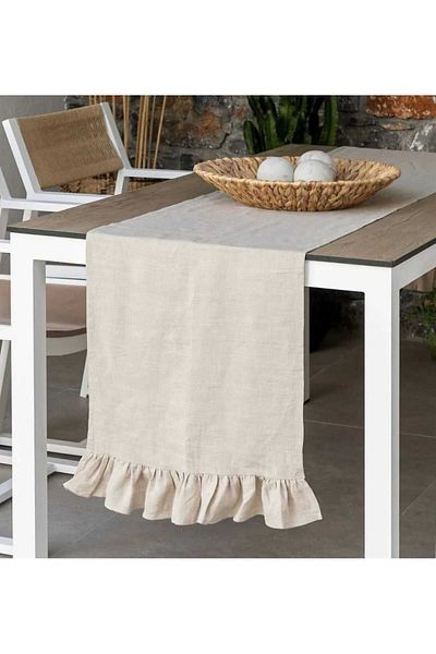 KUM SAATİ Λινό Runner με βολάν 40×140cm