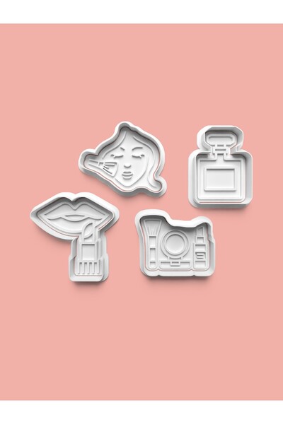 AKTASTORE مجموعة من 4 قوالب كوكيز للعناية بالجمال وقوالب عجينة السكر للنساء