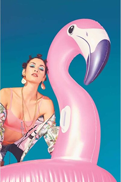 Mıncır Shop 1,73 x 1,70 m Dev Şişme Flamingo Binici Havuz Oyuncağı Yetişkin & Çocuk Uyumlu