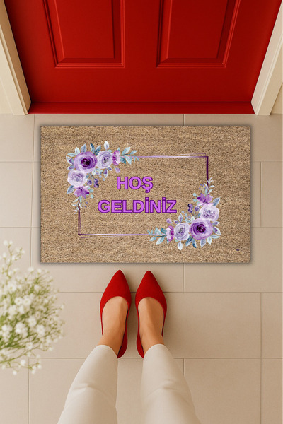 Dormot Home Yüksek Kaliteli Dijital Baskı Lavantalı Paspas Kapı Önü Paspası